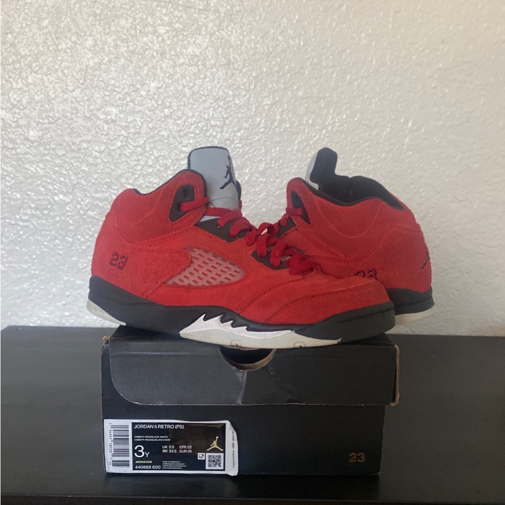 Nike Air Jordan 5 Retro (PS) Raging Bull Red Youth Size 3